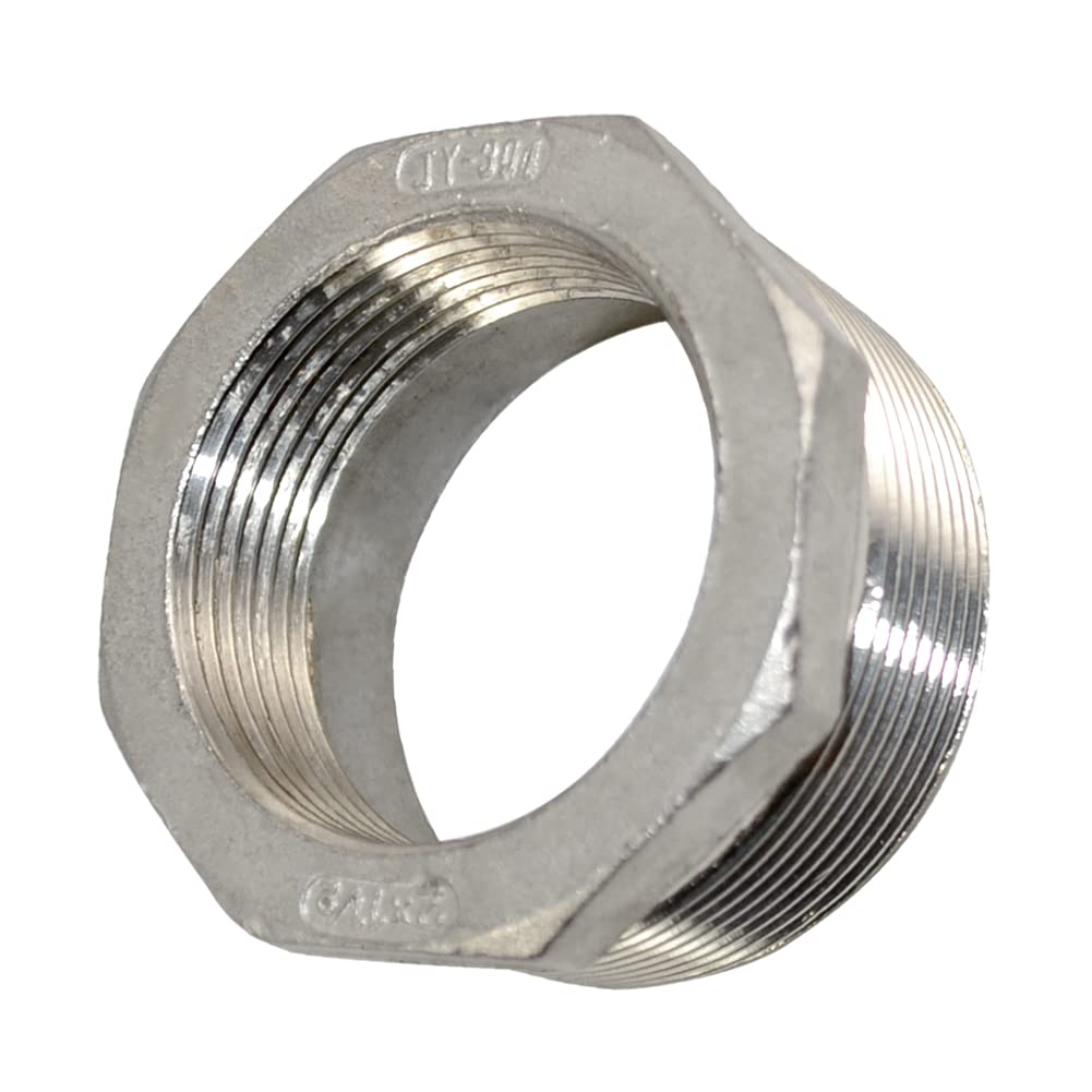 Megairon 2" Male NPT to 1-1/2" Female NPT Female Reducing/Reducer Bushing Pipe Fitting,Adapter,Stainless Steel SS 304 Hex Bushing