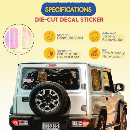 Image of 2Pcs - No Background - Waterproof Car Decal Sticker of Funny Sarcastic This is Fine Humor Chaos Meme Send Help Please Design for Car, Truck, Window, Laptop (Hologram 5.8'' x 3.0'') |VER100n111HO