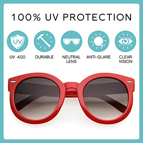 Image of zeroUV - Round Retro Oversized Sunglasses for Women with Colored Mirror and Neutral Lens 53mm