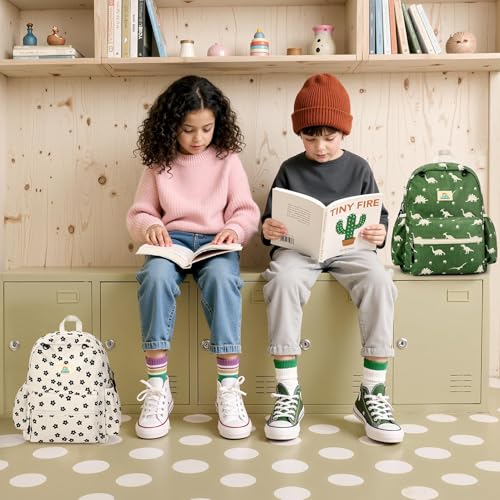 Image of STEAMEDBUN Corduroy Kids Backpack for Girls and Boys 5-8: Girls Backpack for Elementary Kindergarten - 15 inch Cute Backpacks for Kids - Flower