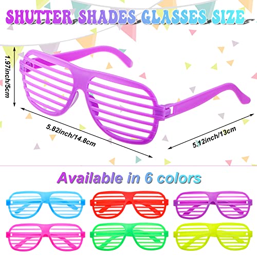 100 Pack Plastic Shutter Shades Glasses Bulk, 80's Style Slotted Shutter Shade Sunglasses, Neon Color Shade Glasses for Party Favors, School Gifts Teens Adults Birthday Supplies, Assorted Colors2