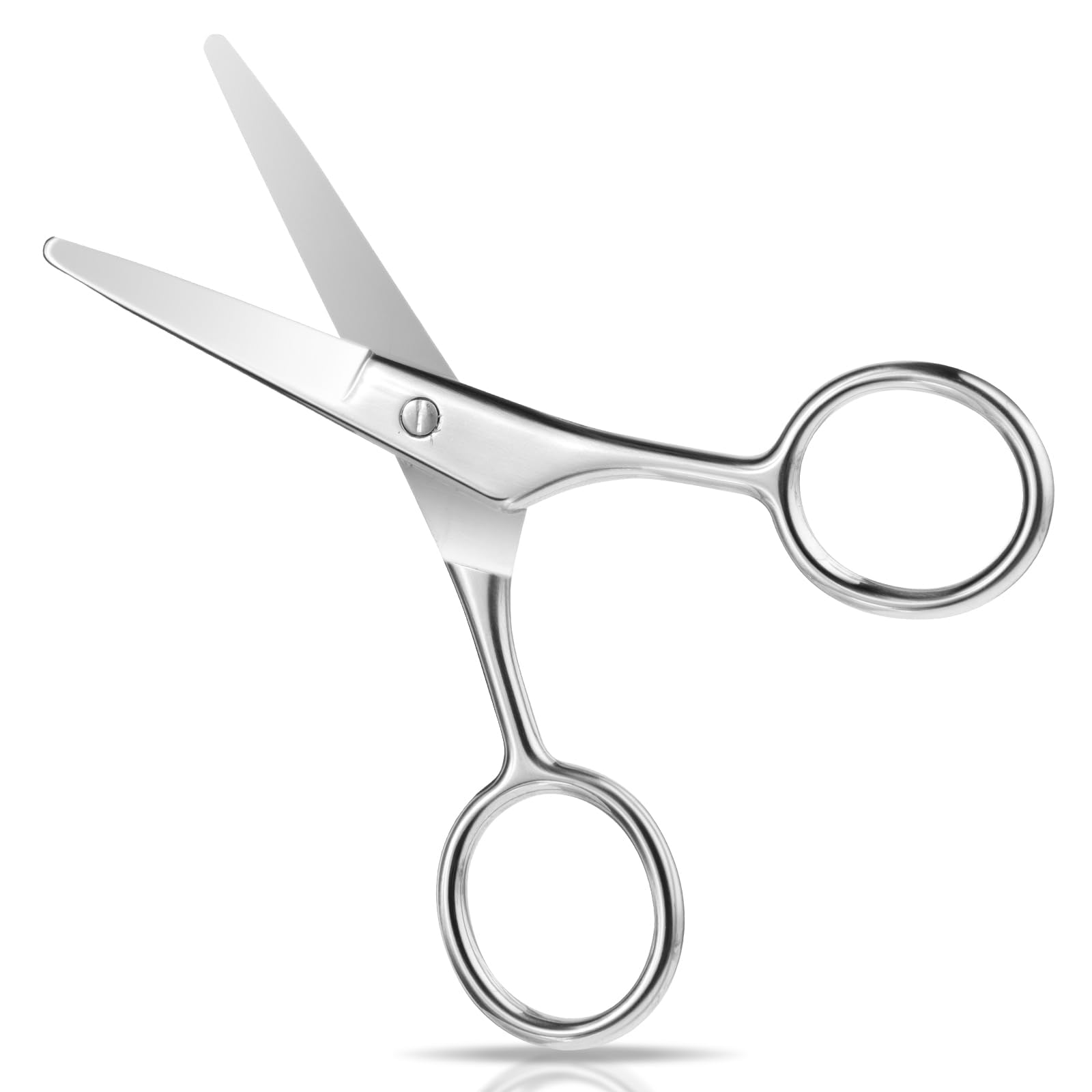 KASTWAVE Eyebrow Scissors, 2 Pack Stainless Steel Round Head Design, Multi-Purpose Grooming for Women Men, Beauty Trimmer for Nose Hair, Ear, Beard, Eyelashes, Silver