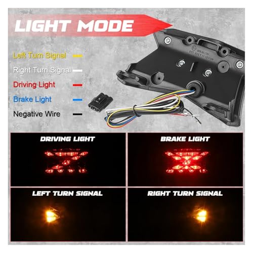 Luz trasera LED de freno de 12V con intermitentes para motos Kawasaki Z900 y Z650 5