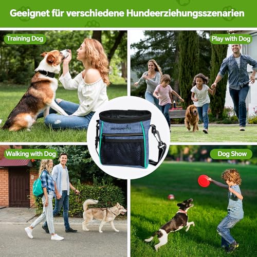 Leckerlibeutel für Hunde, Große Futtertasche für Hundetraining, Bauchtasche mit verstellbarem Gurt, Snackbeutel aus Oxford-Stoff, Praktische Bauchtasche für Hundetraining, Blau