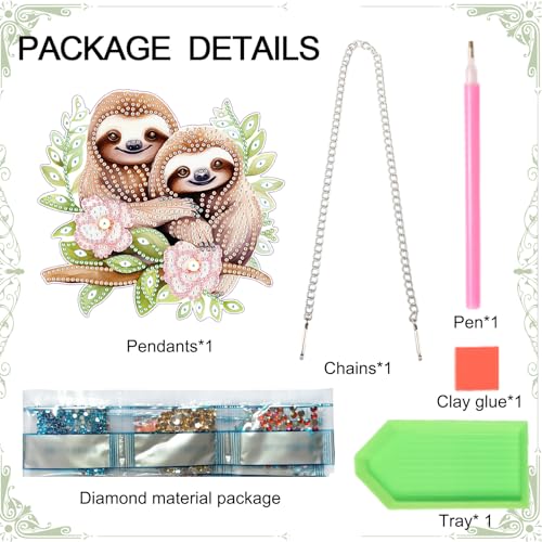 Image of AiYuanzsh Diamond Art Painting Pendant Kits Animal 5D Diamond Painting Art Hanging Kit Cute Brown Sloth DIY Diamond Crystal Window Pendant Kit for Adults Gift Wall Home Decoration