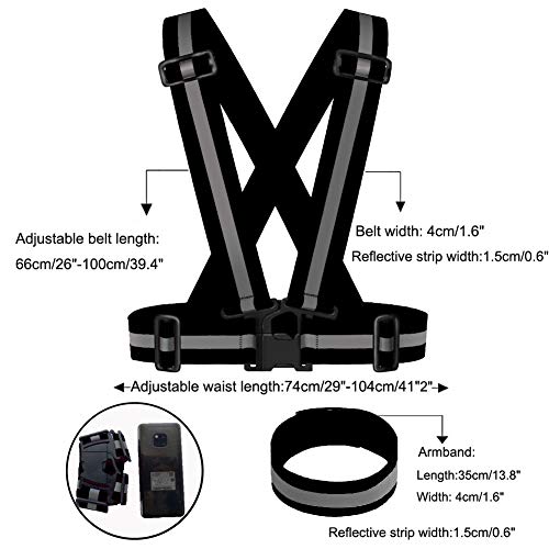 Maotrade 1 Stück Warnweste Fahrad Hohe Sichtbarkeit und 2 Stück Reflektorband mit Klettverschluss Verstellbar Reflektorweste für Damen Herren Kinder Erwachsene Joggen Laufen Motorrad