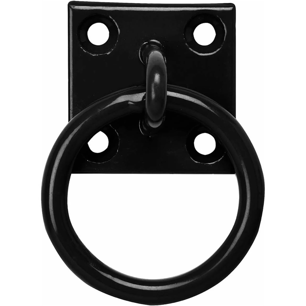 LUCKORA Heavy Duty Chain Plate Ring 50x50x2mm – Black Metal Tie Down Ring Plate for Gates, Doors, Sheds, Wall Mount, Garage & Outdoor Use