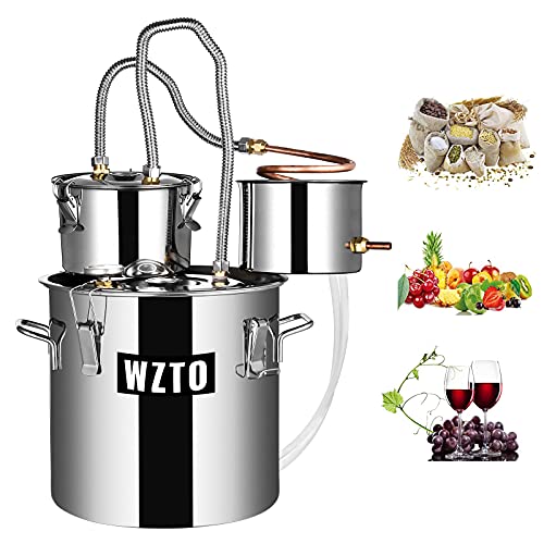 Moonshine Still 8Gal 3Port 32L Stainless Steel Copper Tube Household Brewing Tool, with Circulating Pump Alcohol Distiller Still Built-in Thermometer, Used for DIY Whiskey, Brandy, Hydrosol