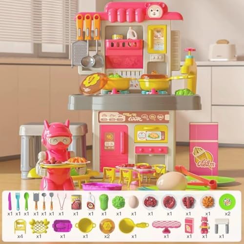 Image of LONGMIRE Plastic 42 Pcs Big Size Kitchen Playset for Kids | Musical & Light Kitchen Set Toy with Sound and Accessories for 4 Year Old