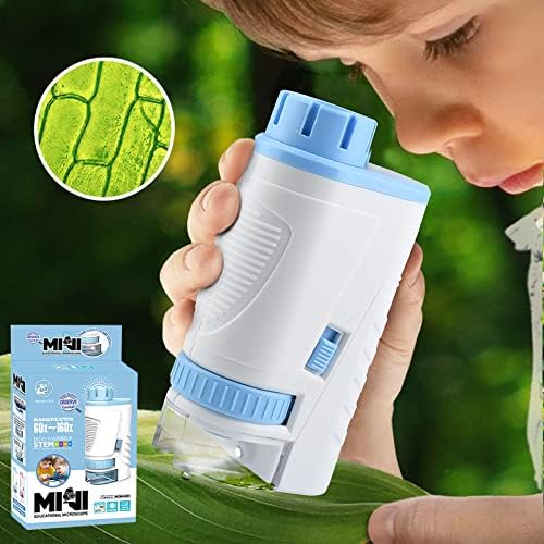 Pocket Microscope for Kids - Portable Mini Microscope 60x-160x with LED Light, Handheld Microscope for Kids and Students Microbiological Observation Learning, Surprise Gift for Children's Day(Blue) 7 51GEnEVbj2L. AC