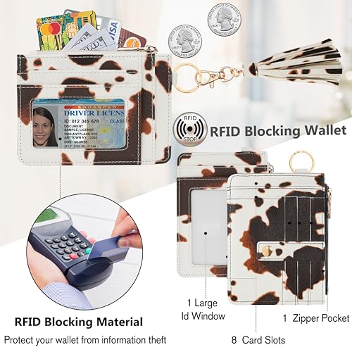Image of KNGITRYI Wristlet Wallet for Women,RFID Keychain Wallet with Beaded Strap
