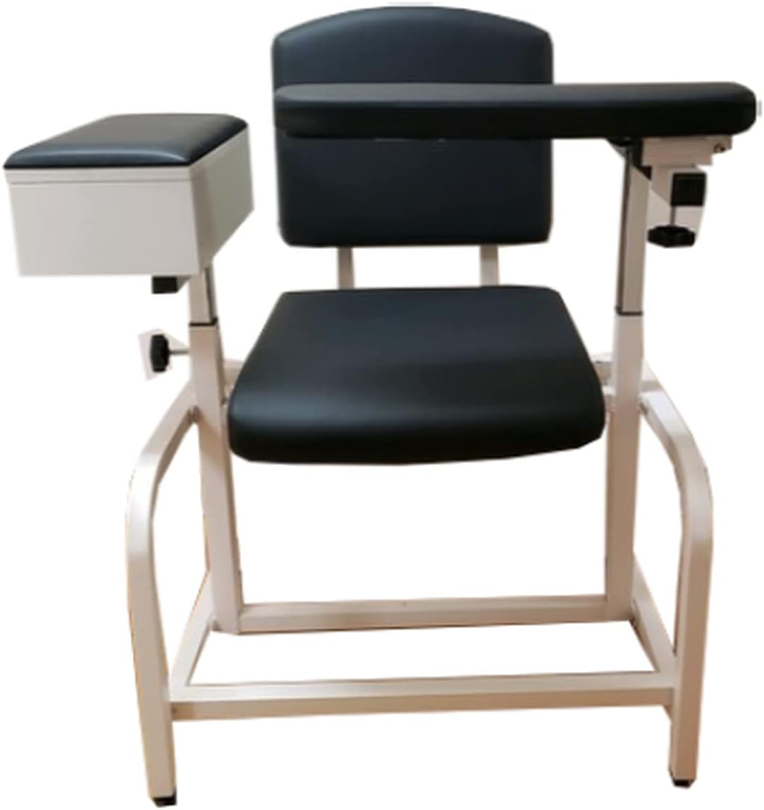 MedStock Blood Drawing/Phlebotomy Chair for Medical Labs and Professional Clinics with Reversible Flip-Up Arm, Padded Seat, and Built-in Storage Drawer, Extra Large
