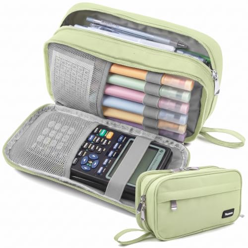 Image of Pencil Case Big Capacity Pen Pouch Large Storage Holder Marker Pen Bag Durable 3 Compartment School Office Desk Organizer Portable Cute Zipper Stationery for Kids Teen Student Boys Girls Adults