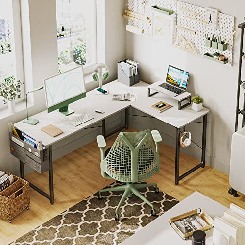 ODK l字デスク パソコンデスク ゲーミングデスク L字型 コーナーデスク デスク 机 PCデスク 左右切り替え可能 収納 オフィスデスク 組立簡単 在宅勤務 書斎 ホワイト [4]