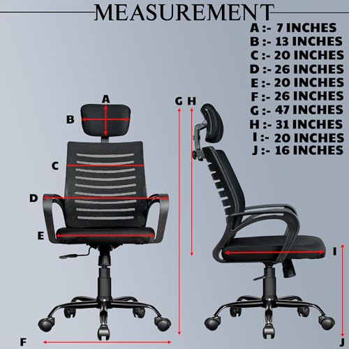 Image of MRC Boom Mesh Ergonomic Desk Office Chair with 3 Years Warranty & DIY Assembly,Tilting Mechanism, Comfortable Seat and Revolving Nylon Base Ideal for Work from Home & Study (Black, High Back)