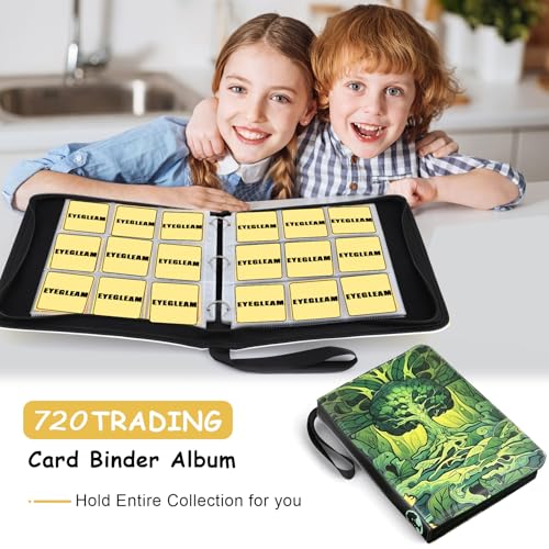 Image of Card Binder for MTG /TCG,9 Pocket Trading Card Binder for YGO /PTCG,Holds 720 Cards,Collector Card Album for Standard Game Cards,Toys Gifts(Green)