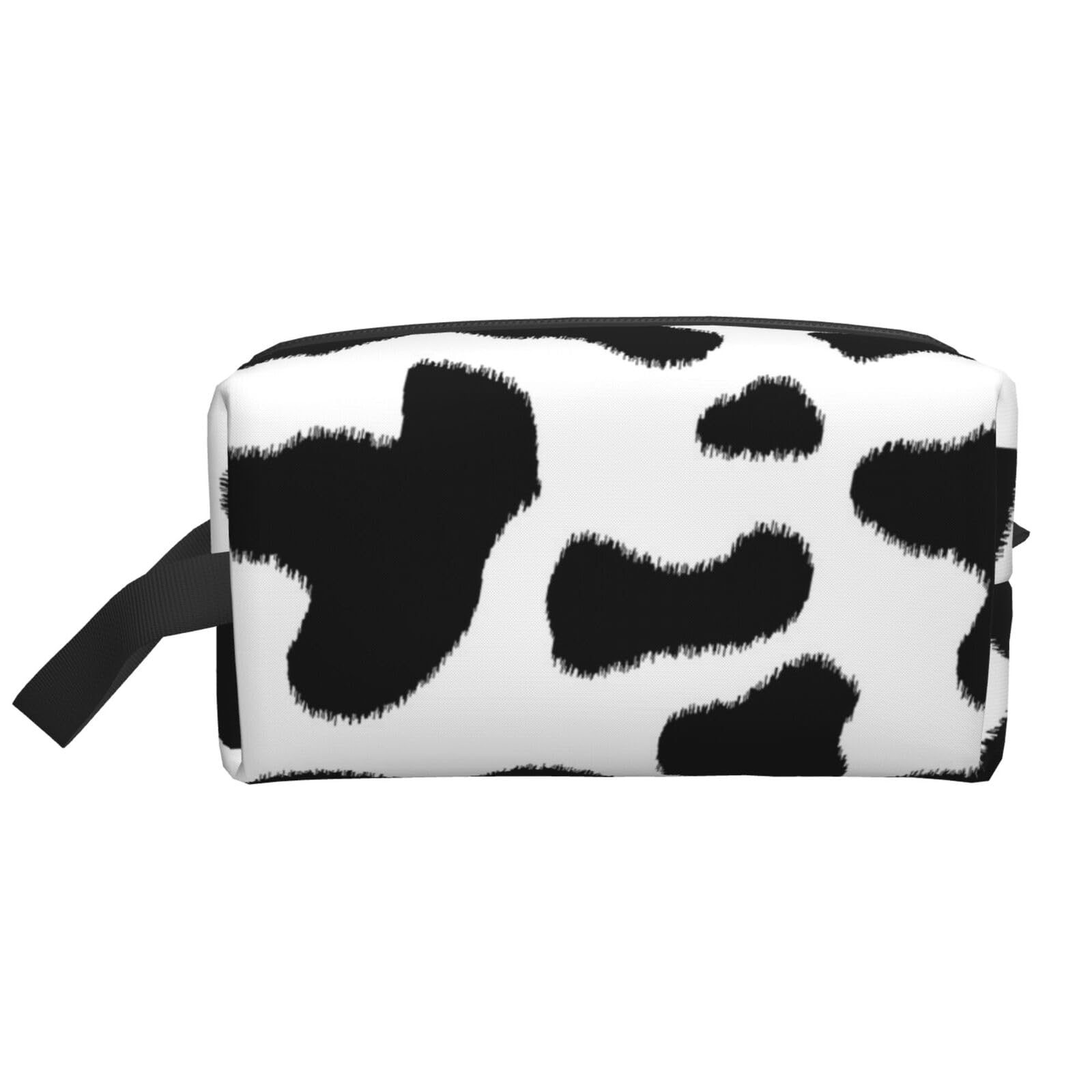 Ercgad Unisex White Black & Leopard Print Large Capacity Travel Toiletry Bag Cosmetic Pouch Daily Storage Makeup Case