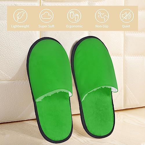 Green Print Women'S Fuzzy Slip On Indoor Outdoor Winter House Slippers3