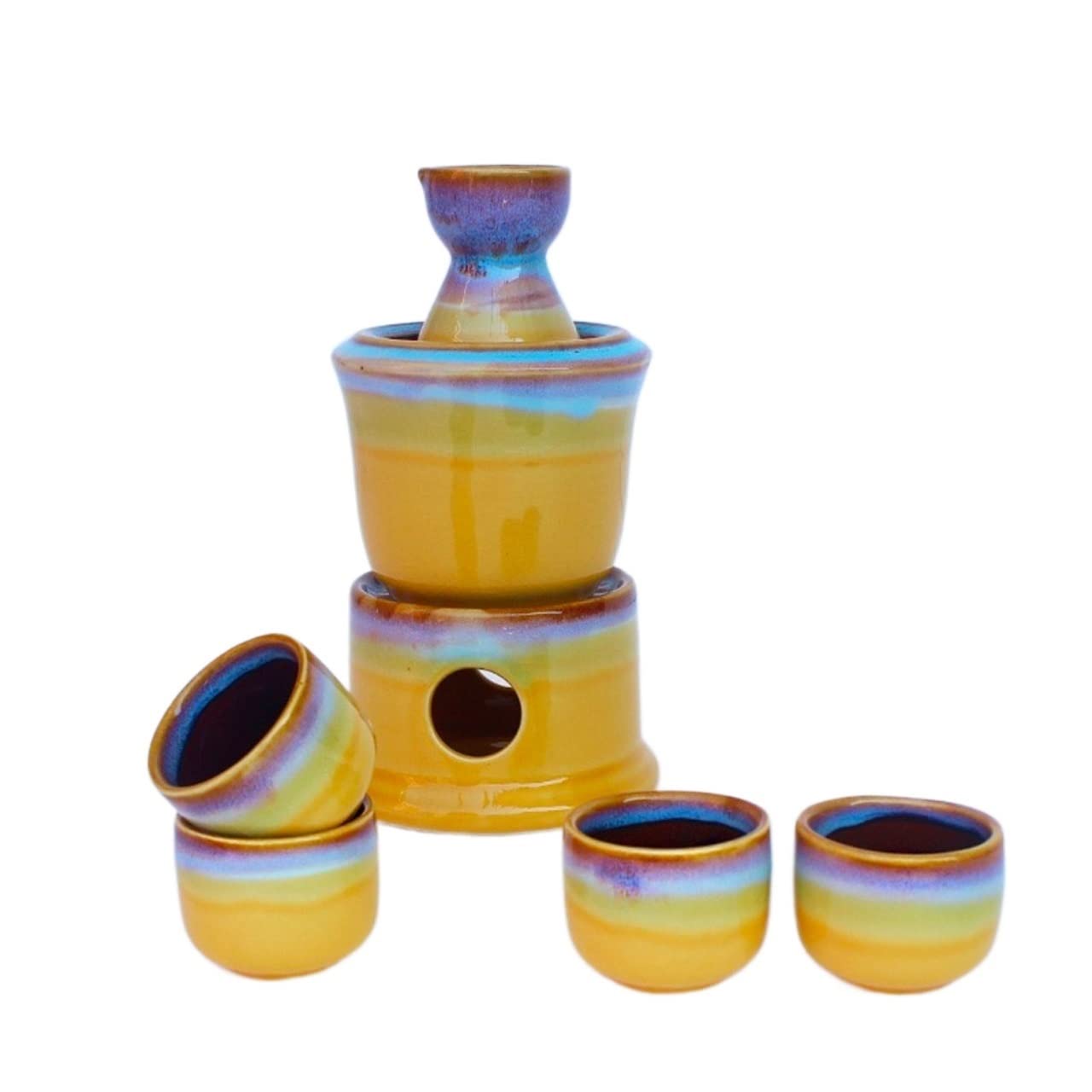 Tasse à saké traditionnelle, verres à vin en céramique, service à saké japonais utilisant une cuisson de glaçage à haute température, la couleur du glaçage est unique et la texture est profonde (coule