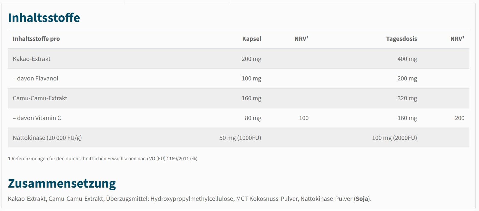 NatuGena NattoKinase, 100 mg (20.000 FU/g) Tagesdosis, trägt zu einer Kollagenbildung für eine normale Funktion der Blutgefäße bei,120 Kapseln/60 Tage