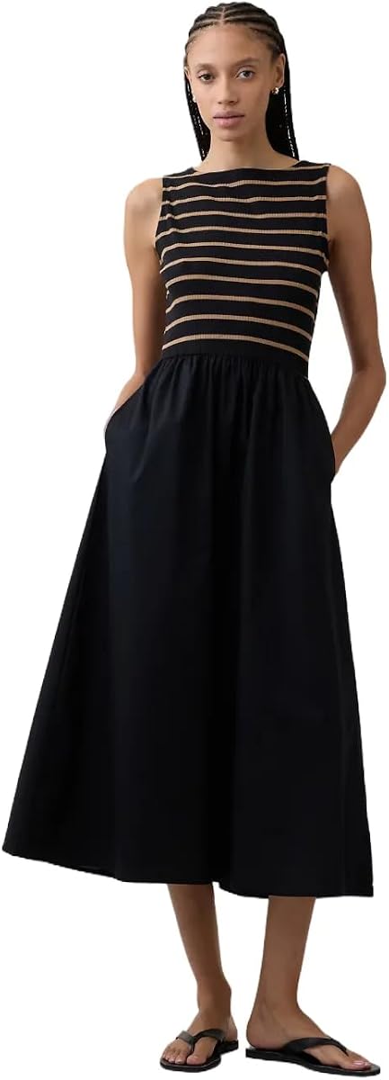 Women's Knit to Woven Boatneck Dress