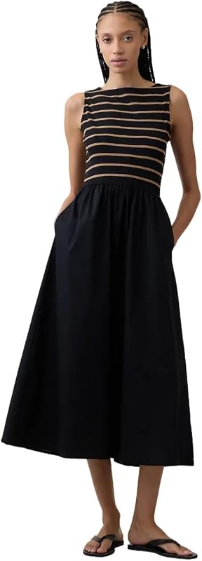 Women's Knit to Woven Boatneck Dress