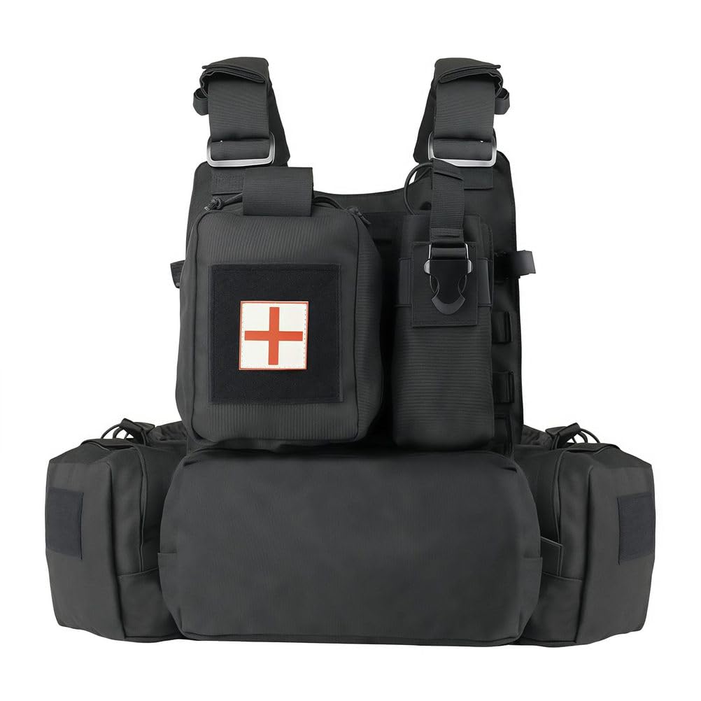 Taktische Weste Mit Schnellverschluss Und Vollem Schutz, Outdoor-Camping-Trainingsweste Mit Molle-Technologie, Mit Verstellbaren TräGern Und Mehreren Taschen