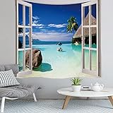 タペストリー 壁掛け ハワイアン オシャレ ビーチ風景 北欧風 ベランダ 海 太陽 海浜 布ポスター インテリア 背景布 200*150 ウォール 部屋/パーティー/寝室 ホームデコ 気分 雰囲気 テーブル掛け 暖簾 デザイン プレゼント