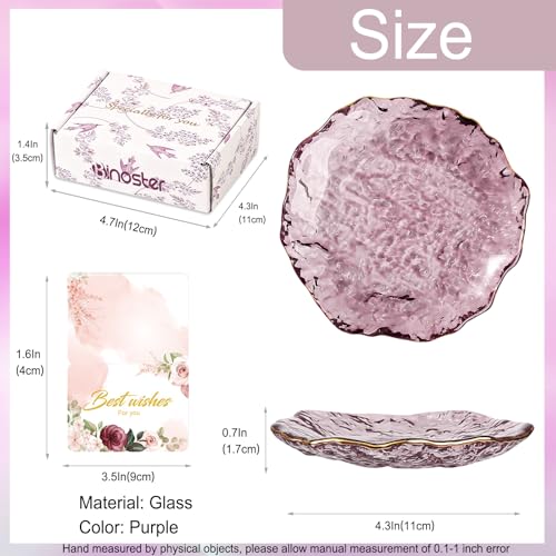 Image of Gifts For Women Purple Jewelry Tray Glass Ring Holder Dish Key Bowl Trinket Dish Bathroom Vanity Organizer Aesthetic Bridesmaid Bride Wedding Engagement Retirement Teacher Gifts For Women Her Coworker