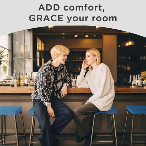 Image of AddGrace Anti-Slip Bar Stool Cushions Square Bar Stool Seat Cushions with Ties Set of 4 Small Square Chair Pads with Machine Washable Cover 12 inchX12 inchX2 inch (Blue)