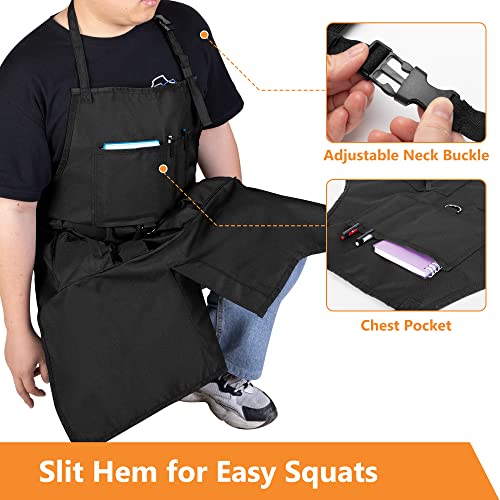 HODRANT BBQ Grilling Apron with Pockets & Slit Hem, Adjustable Neck & Waist Straps for Men & Women - Image 4