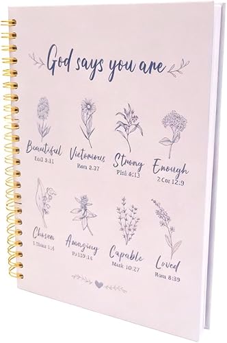 Cuadernos cristianos en espiral para mujer, diario de oración de estudio bíblico, 140 páginas, cuaderno de tapa dura encuadernado en espiral a rayas