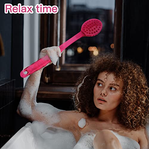 YEEPSYS Bath Brush with Bristles, 2 Pcs Long Handle for Exfoliating Back, Body, and Feet, Bath and Shower Scrubber