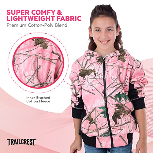 Trailcrest Girl’s Full Zip Up Hoodie Sweatshirt Casual Fashion Sweater Hooded Jacket, Xl Pink #TOP2