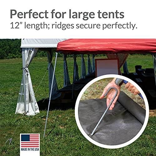 Pinnacle Mercantile 32 Pack Rebar Stakes J Hook Heavy Duty Steel Ground Anchors 12 Inch Chisel Point End Made Usa #TOP3