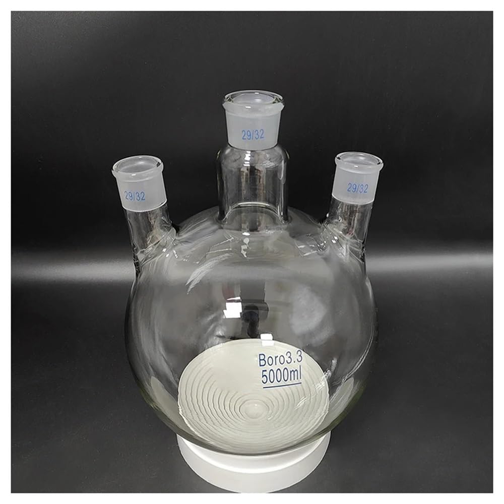 Dritto con tre colli Bocca rettificata standard 5000 ml Giunto centrale 29/32 laterale Attrezzature da laboratorio