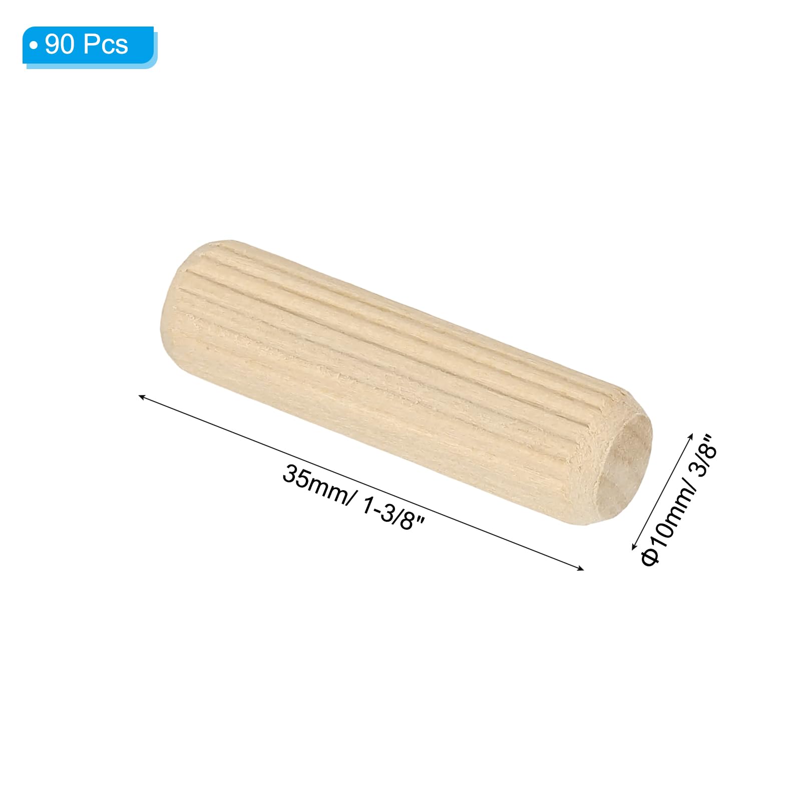 PATIKIL 3/8" x 1-3/8"(10 x 35mm) Wood Dowel Pins - Image 2