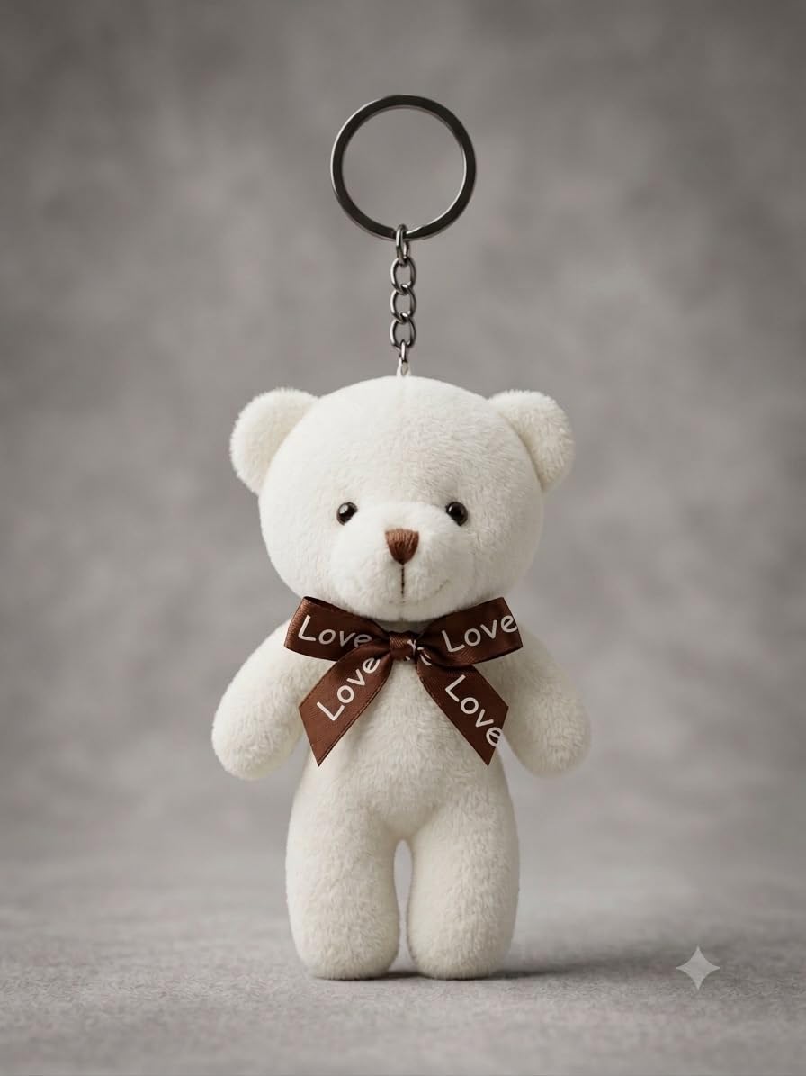 Teddy Bear Plush Keychain with Love Bow-image-35