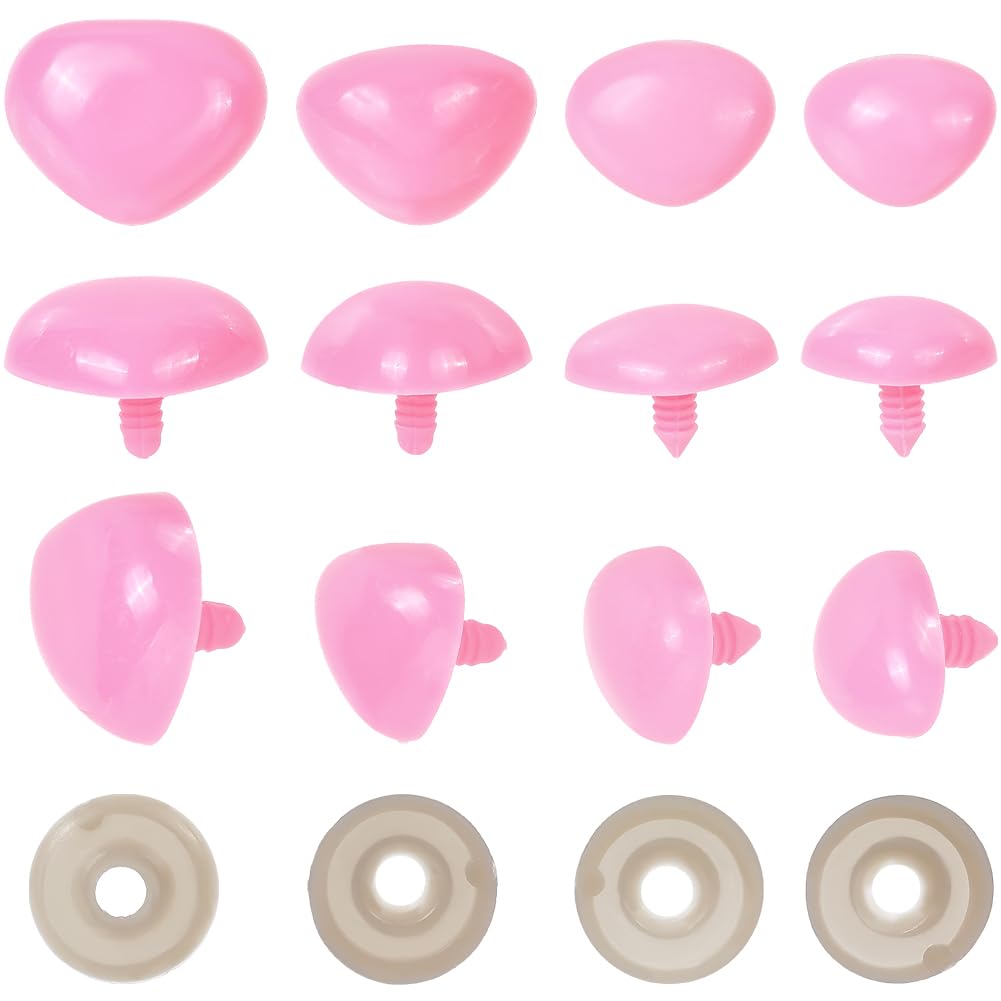 GORGECRAFT 50 Sets 4 Sizes Large Plastic Safety Noses 26mm 28mm 32mm 35mm Pink Doll Nose Teddy Bear Craft Noses Stuffed Crochet Animal Doll Accessories for Puppy Plush Amigurumi Doll Making