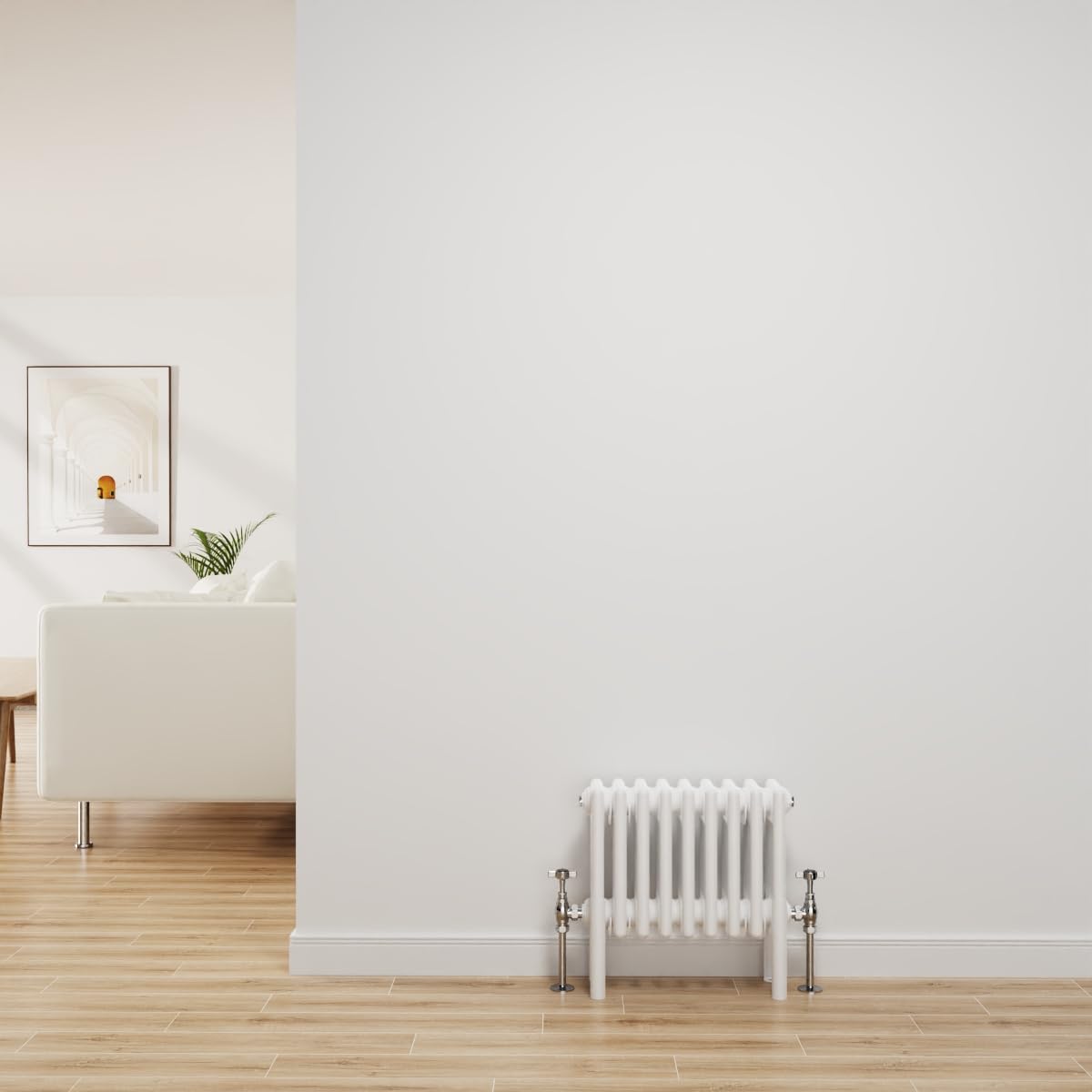 NRG Traditional Radiator Gloss White Cast Iron 4 Column Horizontal Central Heating Bathroom Radiators 300x425mm