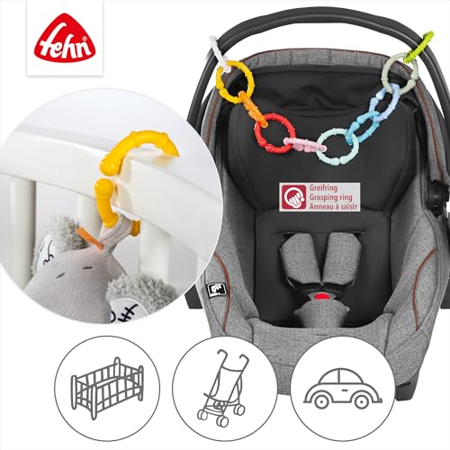 Fehn 10 Befestigungsring Set - Befestigungs Haken für Babyschale, Laufgitter & Bettchen - Greifringe Kinderwagenkette für Zuhause & Unterwegs - C-Ringe für Babys und Kleinkinder ab 0+ Monaten