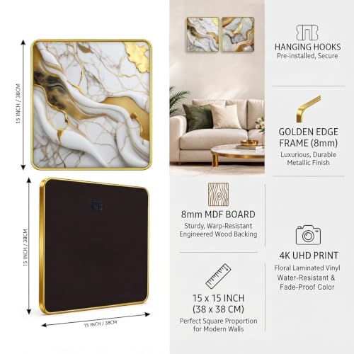 Image of RANDOM Premium Square Wall Painting Set of 2, 38 x 38 cm (Abstract Painting)