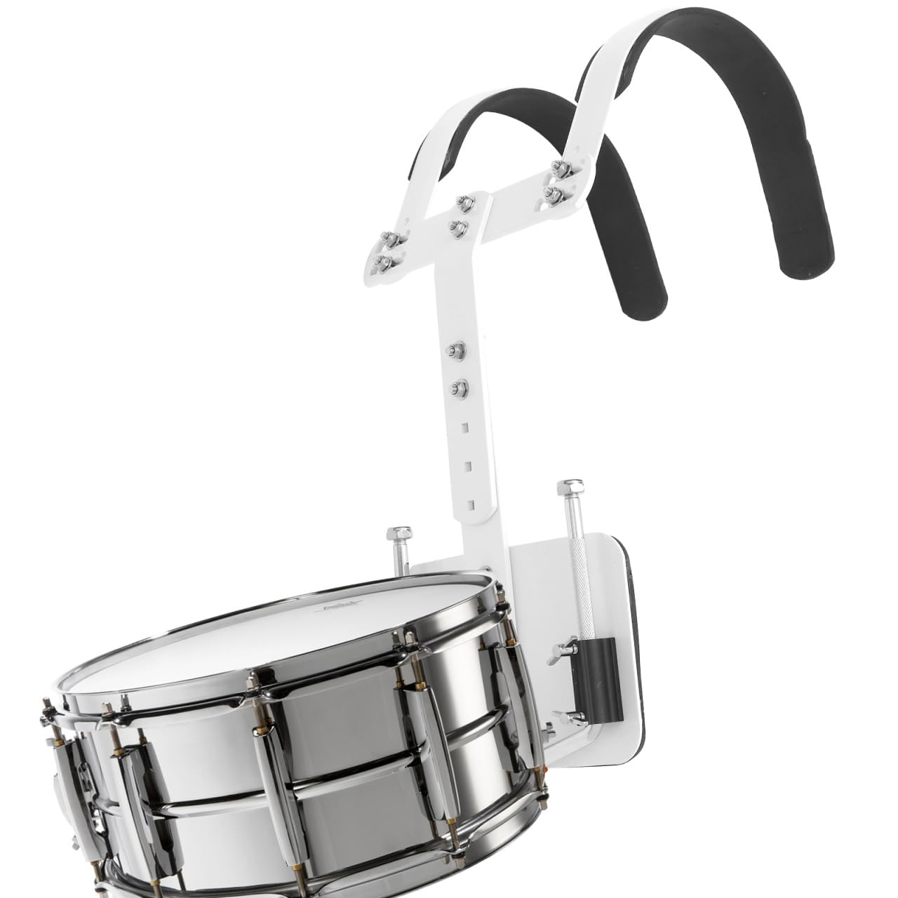 Milisten Adjustable Snare Drum Back Stand Aluminum Alloy Marching Drum Carrier Harness White for Musicians Professionals Beginners