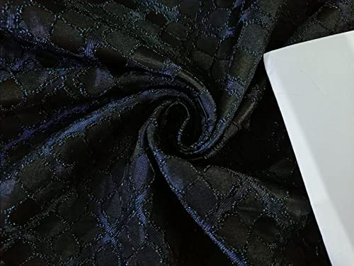 Tissu brocart de soie jacquard marine pour décorer un salon d'ambiance classique et feutrée
