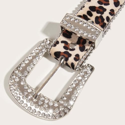 Girl Jeweled Waistband Leopards Print Buckle Belt For Jeans Dress Nightclub Girls Modern Jeweled Waistband3
