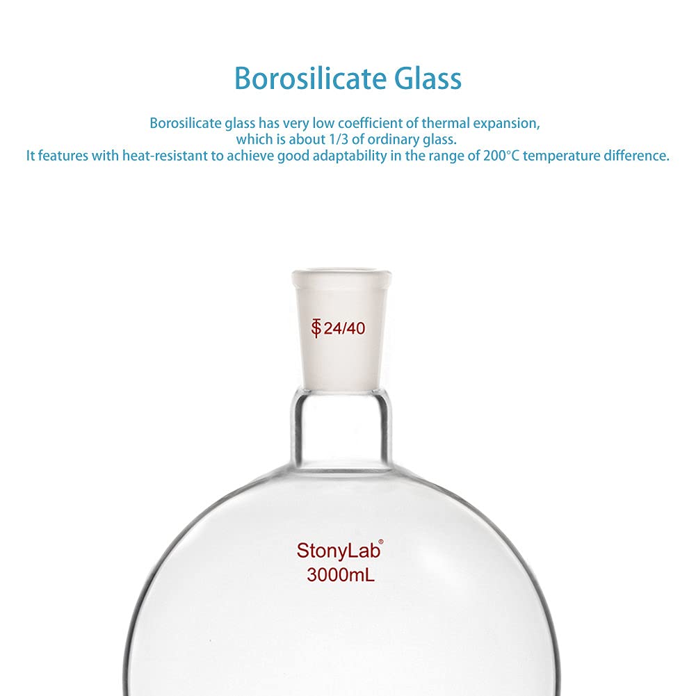 Pallone Ebollizione Vetro Borosilicato 3000ml | Collo 24/40 | Fondo Piatto Per Laboratorio - Foto 9