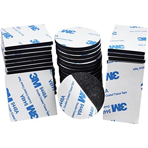 Double Sided Sticky Pads, HOMMAND 60 PCS Sticky Foam Pads Heavy Duty, Extra Strong 3M Adhesive Foam Pads, Waterproof Mounting Pads for Home Office Car School, Rectangle/Squares/Round, Black Cover