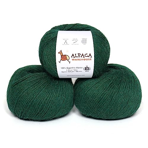 100% Alpaca Yarn Wool Set of 3 Skeins DK Weight -...