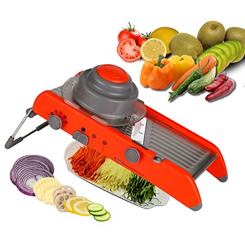 Mandoline slicer with FREE SAFETY GLOVE,Adjustable Mandoline Slicer Kitchen Stainless Steel Manual Cutter