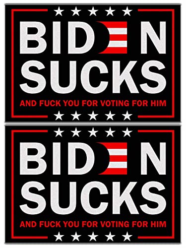 Tracy Li 2 Pack Biden Sucks Car Magnet Sign Funny Fuck Biden Reflective Vinyl Sign Laptop Decal Car Bumper Window Waterproof Magnet Decoration, EE52
